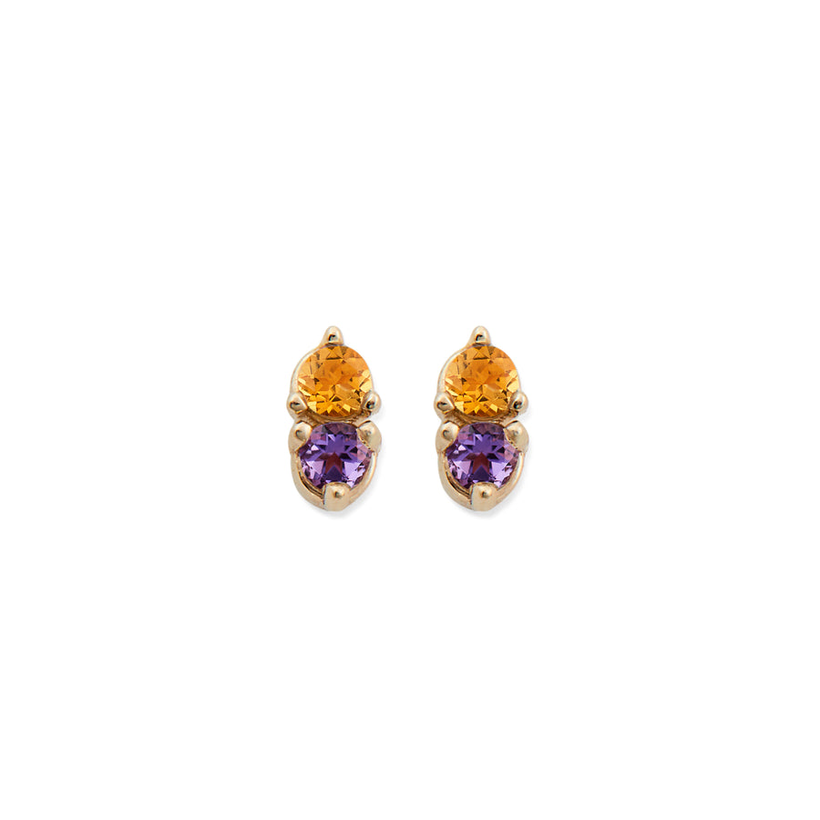 CITRINE & AMETHYST ANTIQUE DOUBLE STUDS