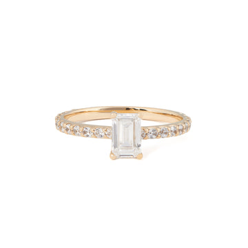 EMERALD CUT DIAMOND ENGAGEMENT RING WITH PAVE BAND