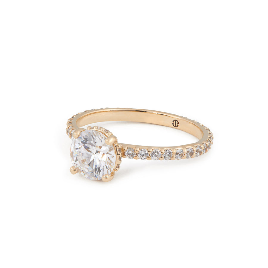 ROUND DIAMOND ENGAGEMENT RING WITH PAVE BAND
