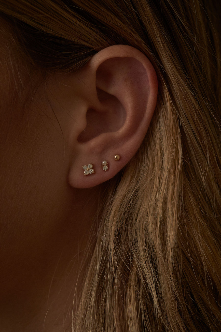 DIAMOND & PEARL ANTIQUE DOUBLE STUD