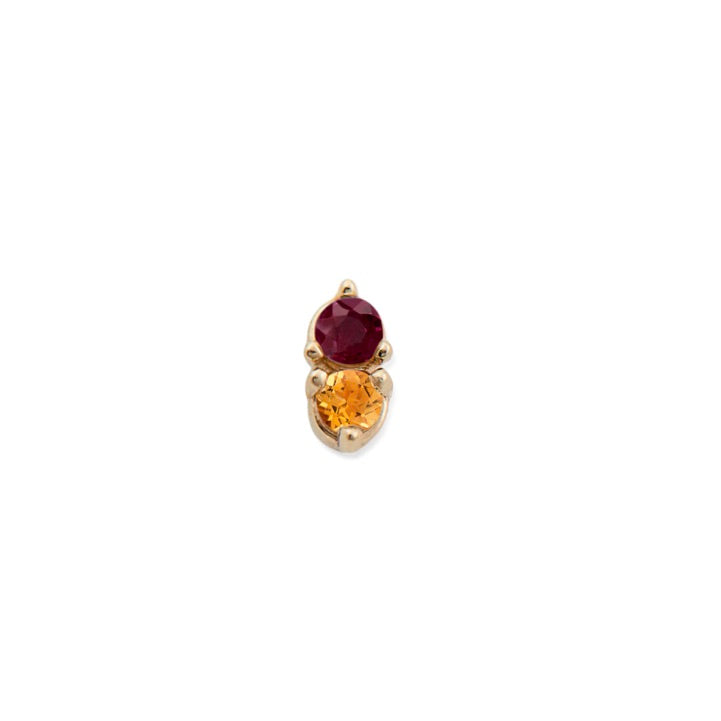 CITRINE & RUBY ANTIQUE DOUBLE STUDS