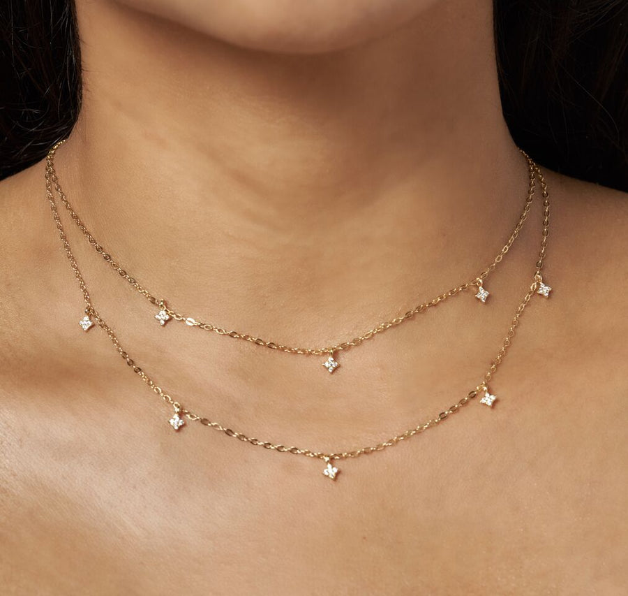 DOUBLE SHIMMERING STAR NECKLACE